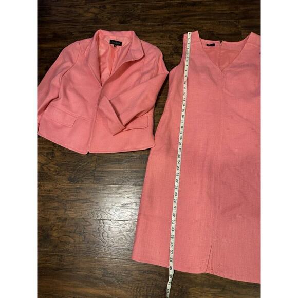 Talbots Pink 2pc Suit Sleeveless Shift Dress Sz:12 & Blazer Sz:10 - Picture 9 of 12